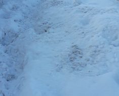 Это на ул.Аблай хана угол  ул.Валиханова. Как ученикам добираться к 7 час. 45 мин. в школу и вообще людям ходить? На пешеходных дорожках, на перекрестках горы  снега. Не у каждого  есть возможность на машинах ездить.